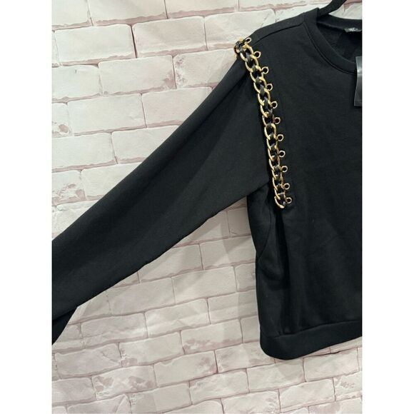 INC International Concepts black golden chain sweater size petite large - Picture 3 of 8